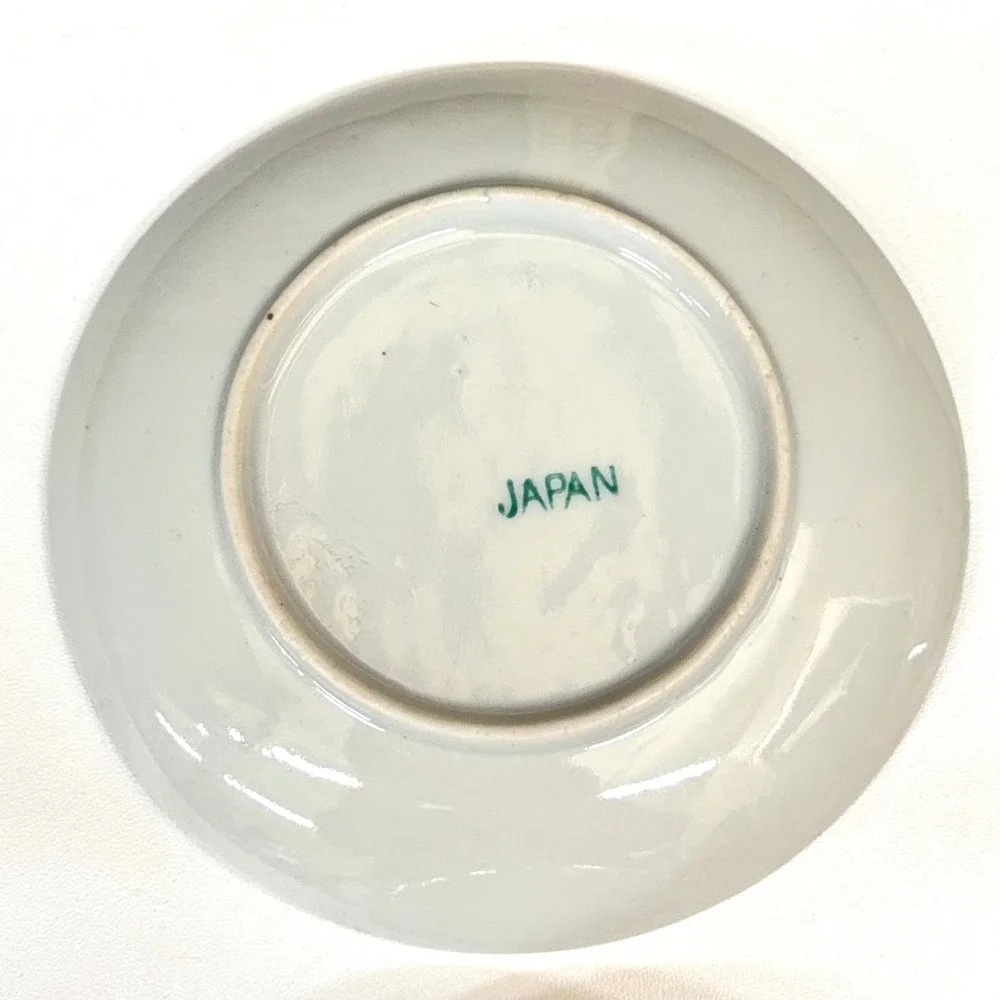 Vintage Japan Miniature Tea‎ Set 4pc Floral Porcelain Teacup Saucer Creamer Blue